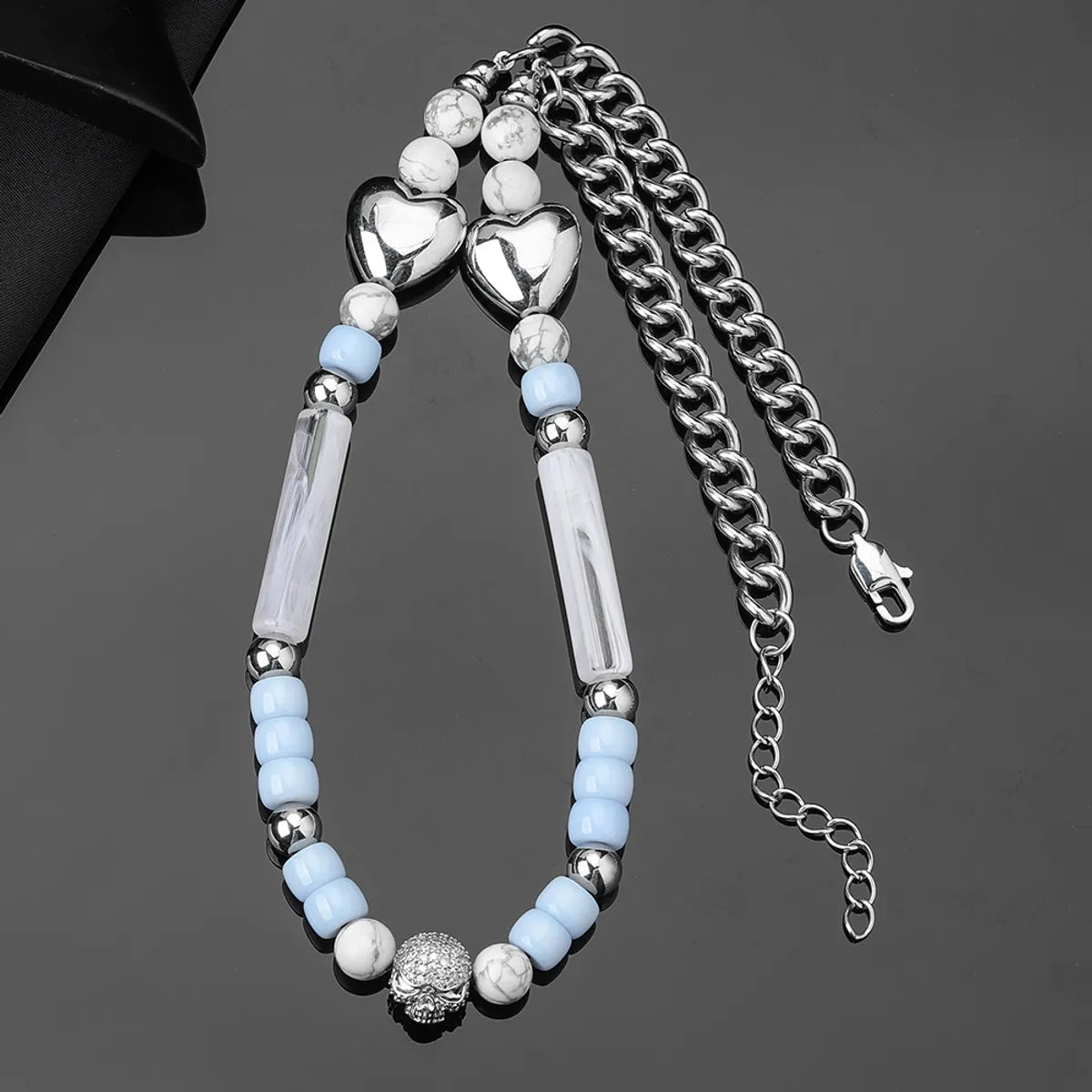 Stainless Steel Classic Style Round Beaded Necklace