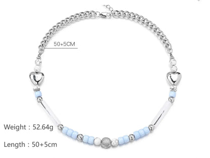 Stainless Steel Classic Style Round Beaded Necklace