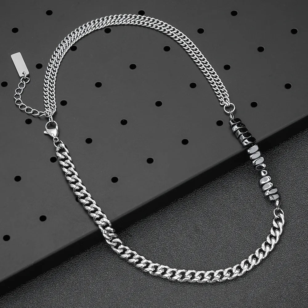 304 Stainless Steel Classic Style Beaded Round Necklace