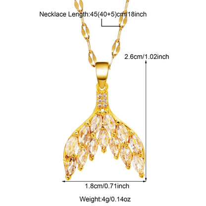 Stainless Steel Copper 18K Gold Plated IG Style Geometric Inlay Zircon Pendant Necklace