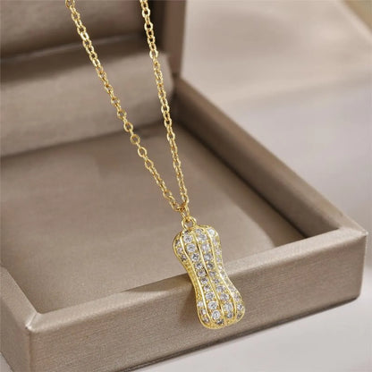 Stainless Steel Copper 18K Gold Plated Simple Style Classic Style Solid Color Plating Inlay Zircon Pendant Necklace