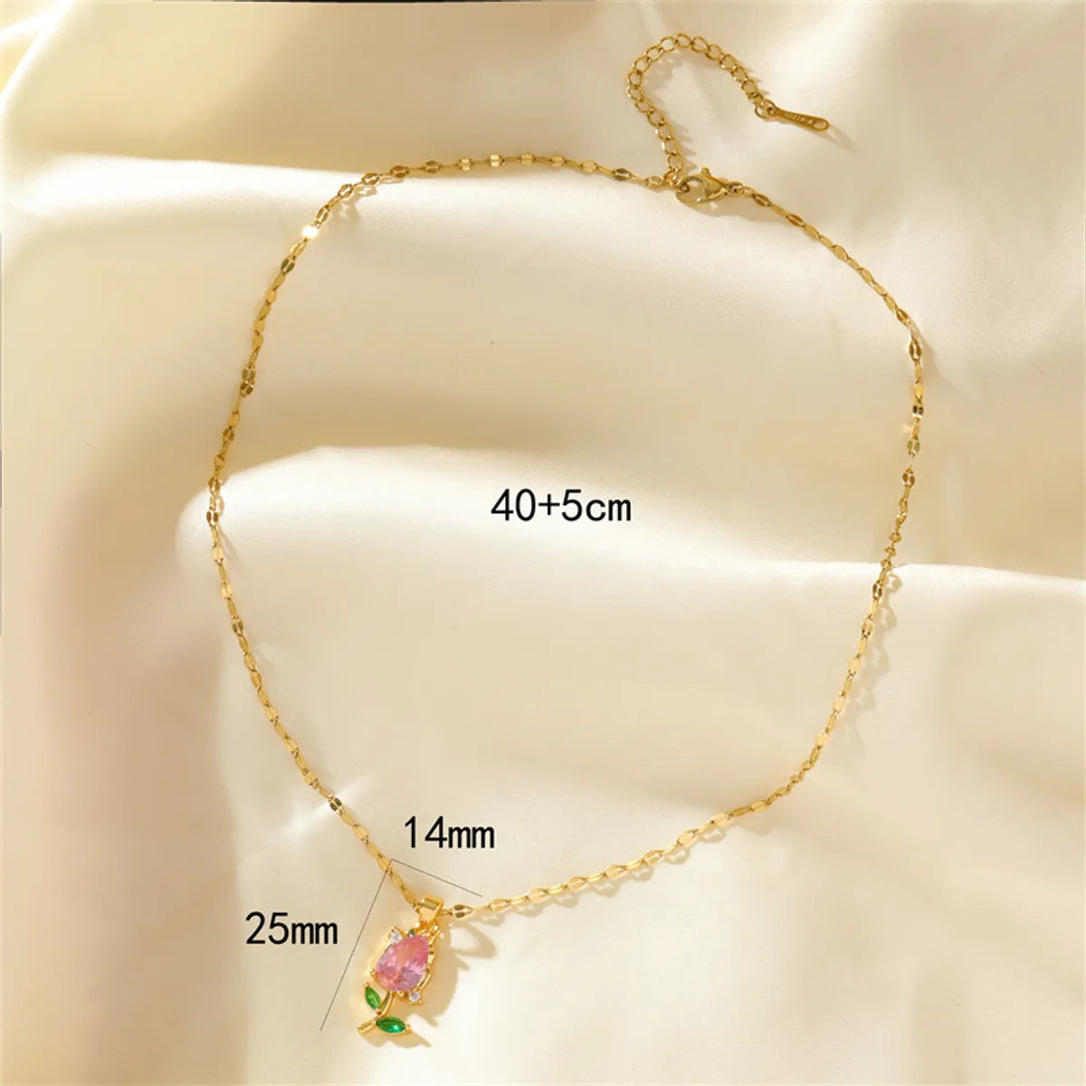 Stainless Steel Copper 18K Gold Plated Simple Style Plating Inlay Flower Zircon Pendant Necklace