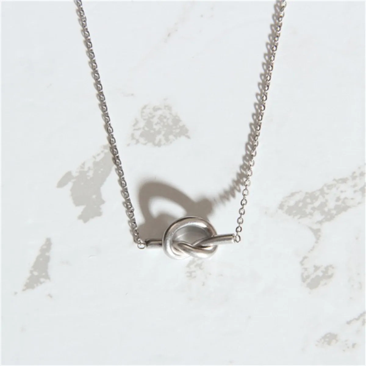 Stainless Steel Copper 18K Gold Plated Sweet Simple Style Heart Shape Knot Plating Inlay Zircon Necklace