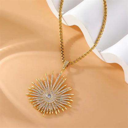 Stainless Steel Copper 18K Gold Plated Sweet Simple Style Plating Inlay Geometric Zircon Pendant Necklace