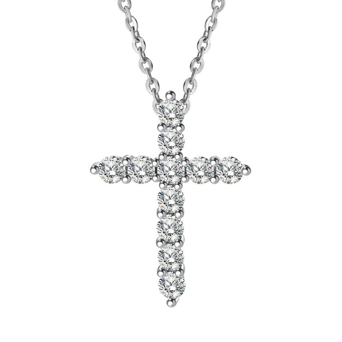 Stainless Steel Copper Casual Simple Style Cross Inlaid Zircon Pendant Necklace