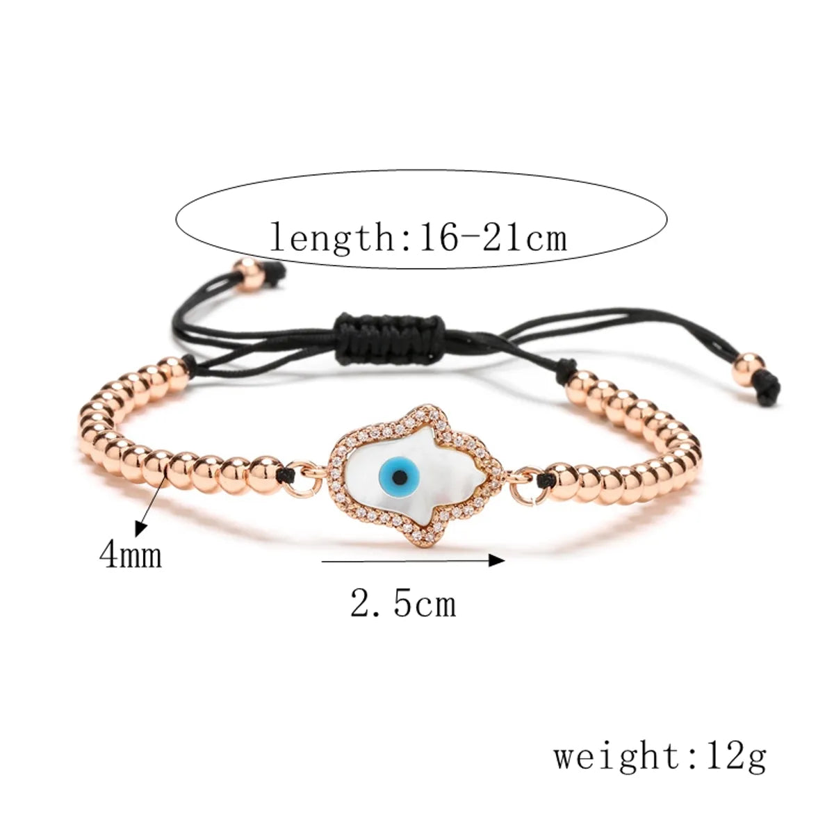 Stainless Steel Copper Classic Style Hand Of Fatima Plating Inlay Zircon Bracelets