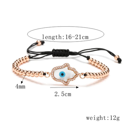 Stainless Steel Copper Classic Style Hand Of Fatima Plating Inlay Zircon Bracelets