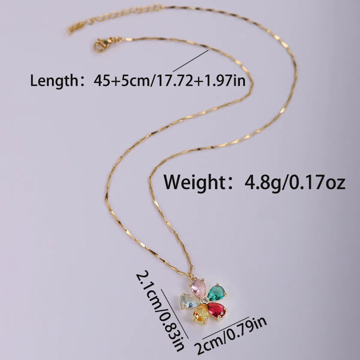 Stainless Steel Copper Sweet Simple Style Flower Plating Inlay Zircon Pendant Necklace