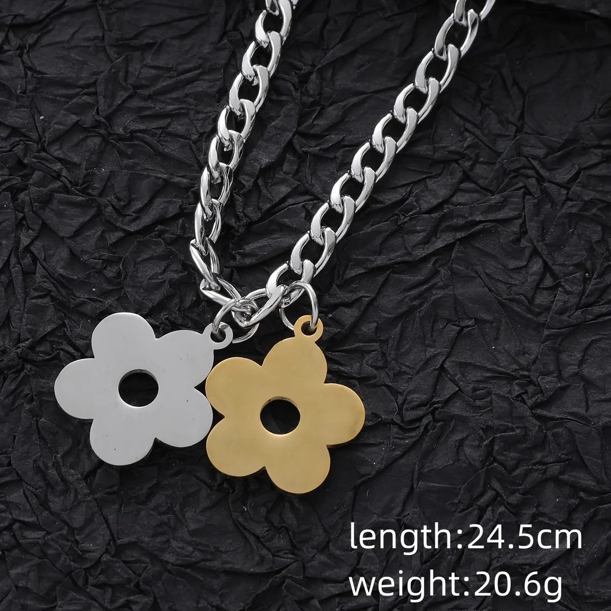 Stainless Steel Cute Hip-Hop Luxurious Flower Pendant Necklace