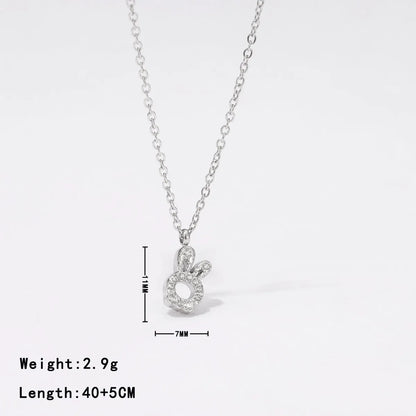 Stainless Steel Cute Simple Style Rabbit Inlay Zircon Pendant Necklace