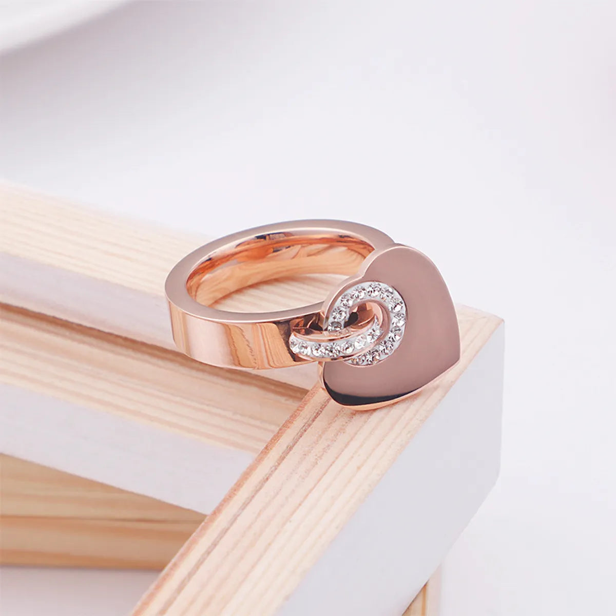 Stainless Steel Diamond Heart-shaped Fashion Ring Wholesale Jewelry Gooddiy