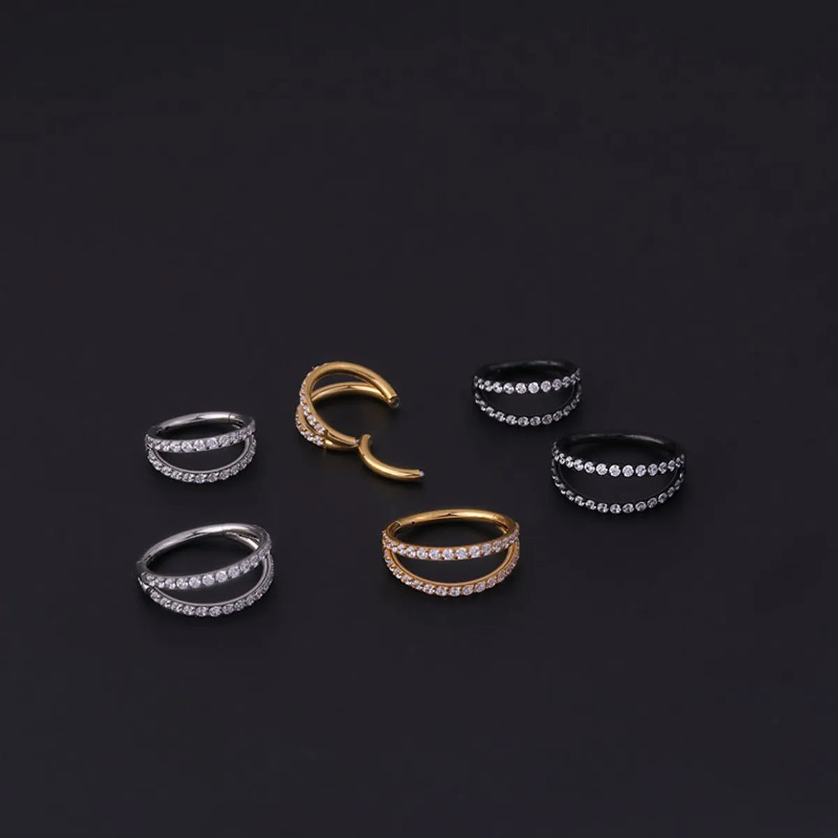 Fashion Geometric Stainless Steel Plating Zircon Nose Ring