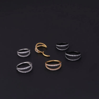 Fashion Geometric Stainless Steel Plating Zircon Nose Ring