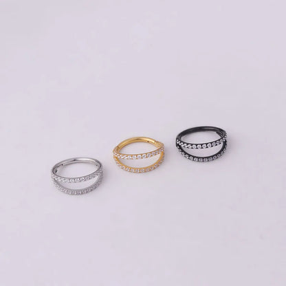 Fashion Geometric Stainless Steel Plating Zircon Nose Ring