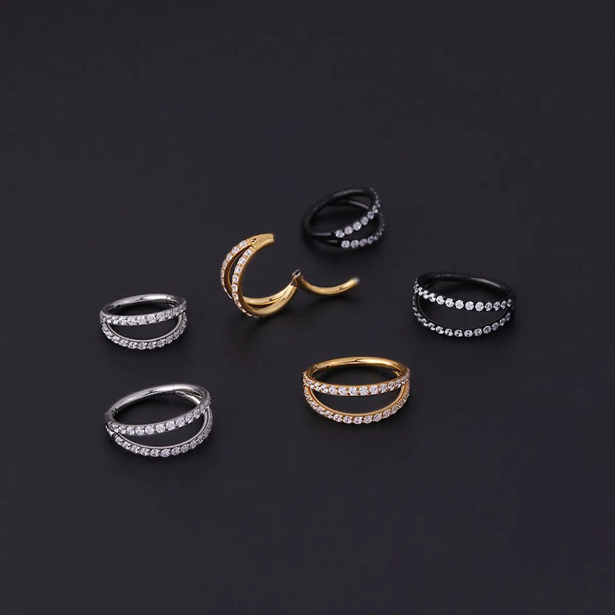 Fashion Geometric Stainless Steel Plating Zircon Nose Ring