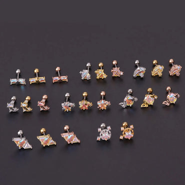 Ear Cartilage Rings & Studs Geometric 316 Stainless Steel  Copper Plating