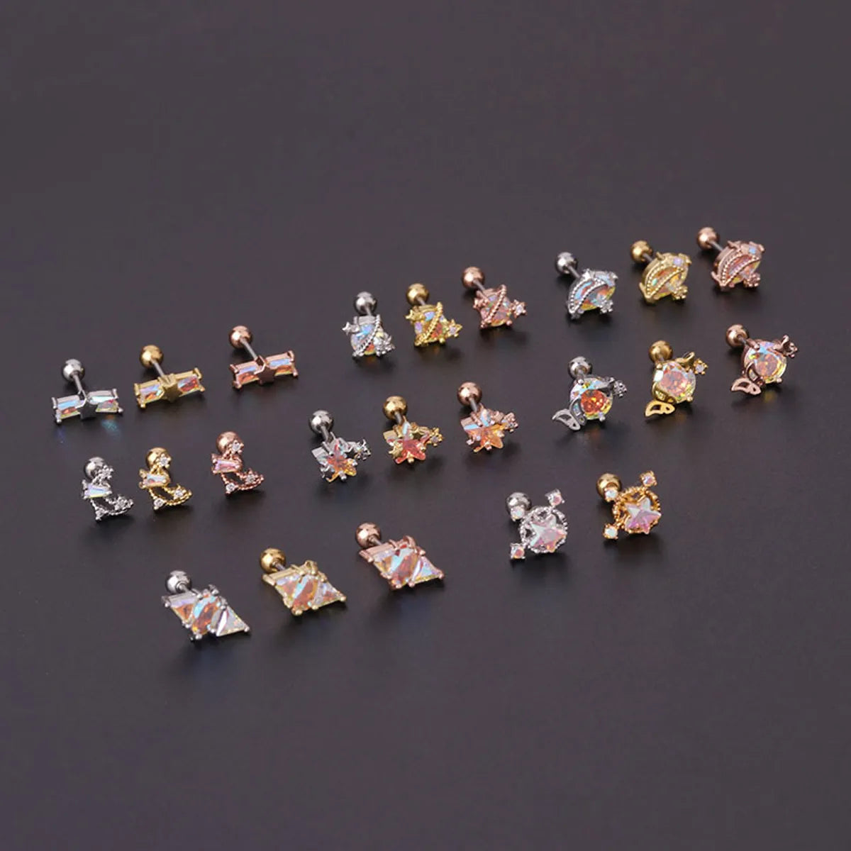 Ear Cartilage Rings & Studs Geometric 316 Stainless Steel  Copper Plating