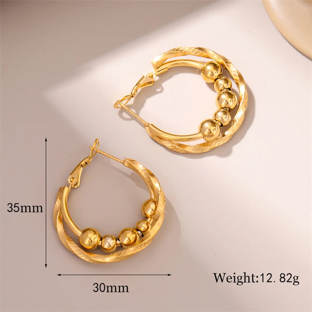 1 Pair Retro Simple Style C Shape Round Twist Plating Stainless Steel 18k Gold Plated Ear Studs