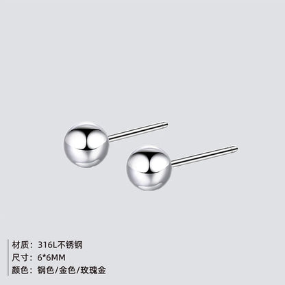 Stainless Steel Earrings Fashion Round Bead Earrings Simple Peas Earrings Wholesale Gooddiy