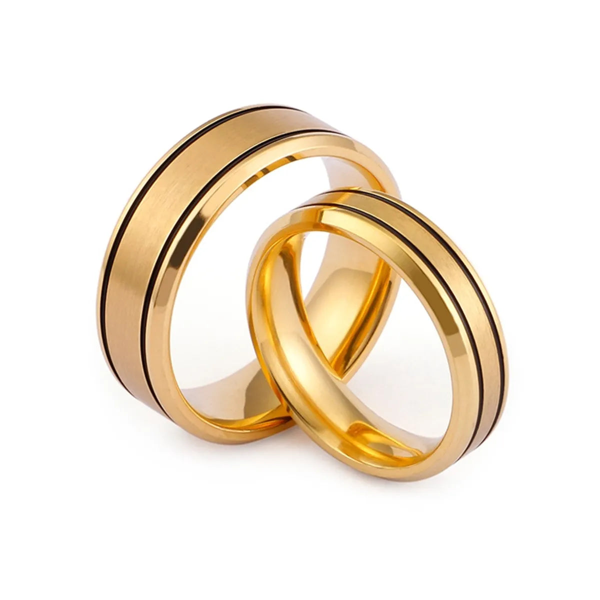 Stainless Steel Electroplating Gold Sand Surface Couple Ring