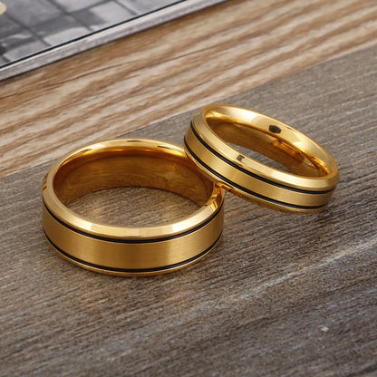 Stainless Steel Electroplating Gold Sand Surface Couple Ring