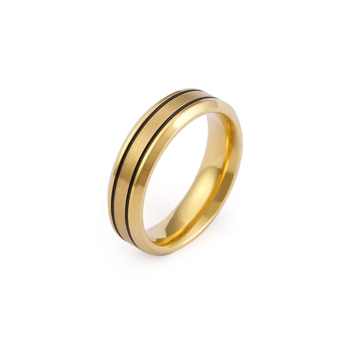 Stainless Steel Electroplating Gold Sand Surface Couple Ring