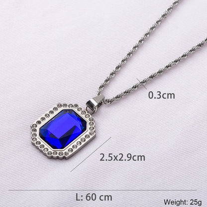 Stainless Steel Elegant Glam Geometric Inlay Rhinestones Pendant Necklace