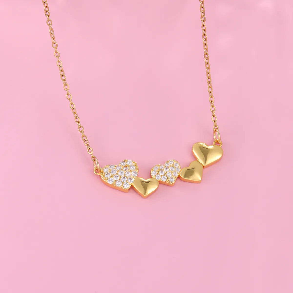 Stainless Steel Elegant Heart Shape Plating Inlay Zircon Pendant Necklace