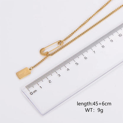 Stainless Steel Elegant Letter Rectangle Plating Pendant Necklace