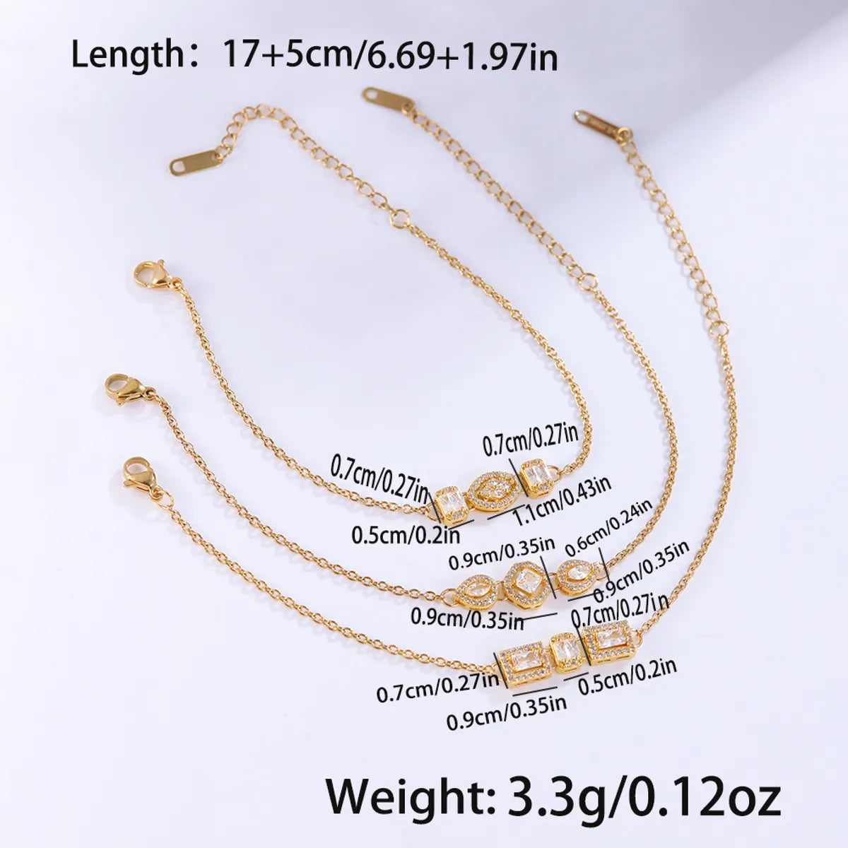 Stainless Steel Elegant Oval Water Droplets Rectangle Plating Inlay Zircon Bracelets