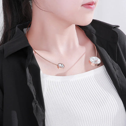 Stainless Steel Elegant Simple Style Geometric Zircon Choker