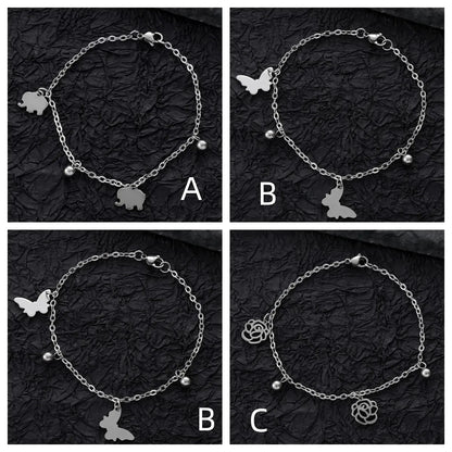 Stainless Steel Elegant Simple Style Rose Butterfly Elephant Bracelets