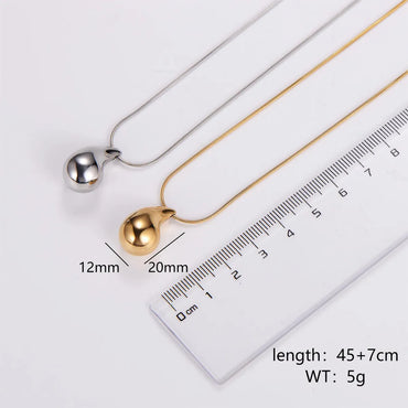 Stainless Steel Elegant Water Droplets Pendant Necklace