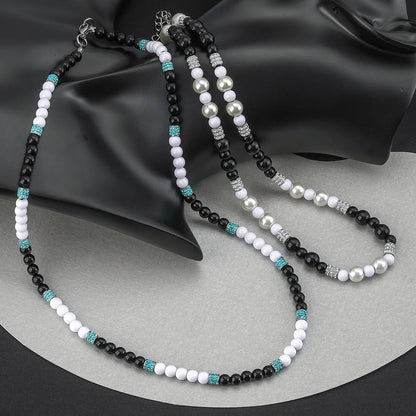 Stainless Steel Exaggerated Simple Style Round Beaded Inlay Zircon Necklace