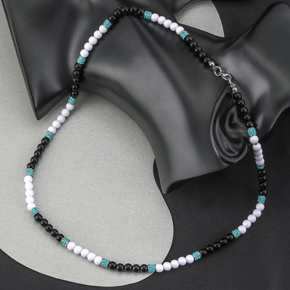 Stainless Steel Exaggerated Simple Style Round Beaded Inlay Zircon Necklace