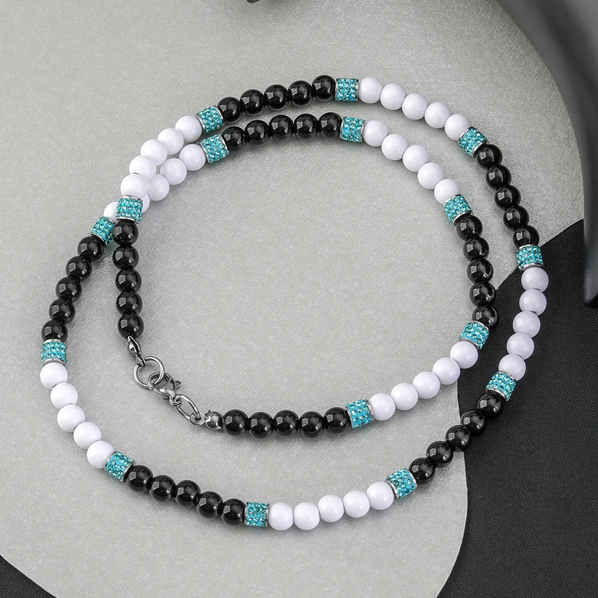 Stainless Steel Exaggerated Simple Style Round Beaded Inlay Zircon Necklace