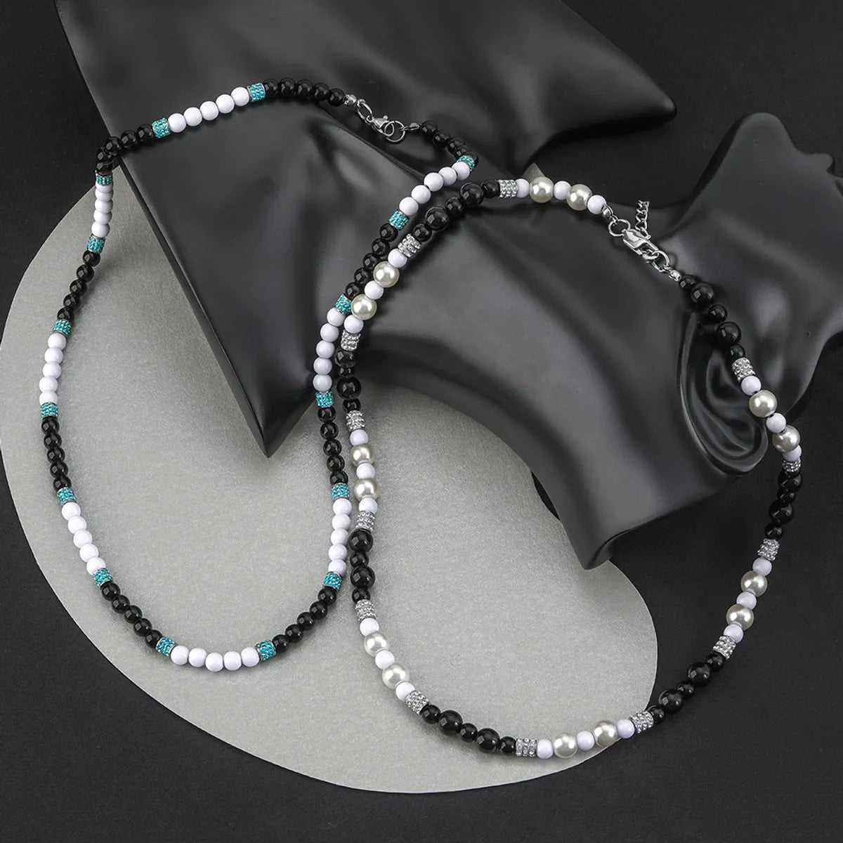 Stainless Steel Exaggerated Simple Style Round Beaded Inlay Zircon Necklace