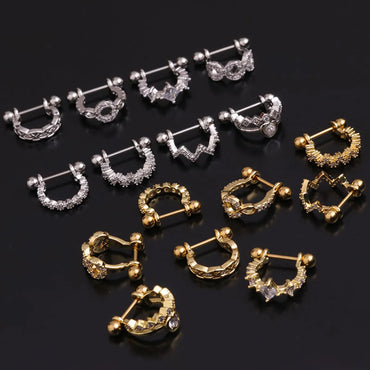 Stainless Steel Fashion Inlaid Zircon U-shaped Ear Clip