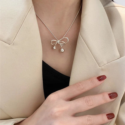 Stainless Steel Gold Plated Casual Simple Style Bow Knot Plating Pendant Necklace