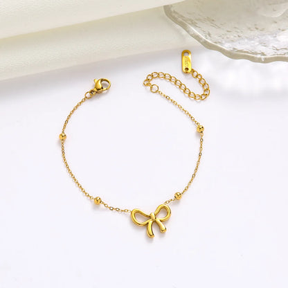 Stainless Steel Gold Plated Casual Sweet Bow Knot Plating Bracelets