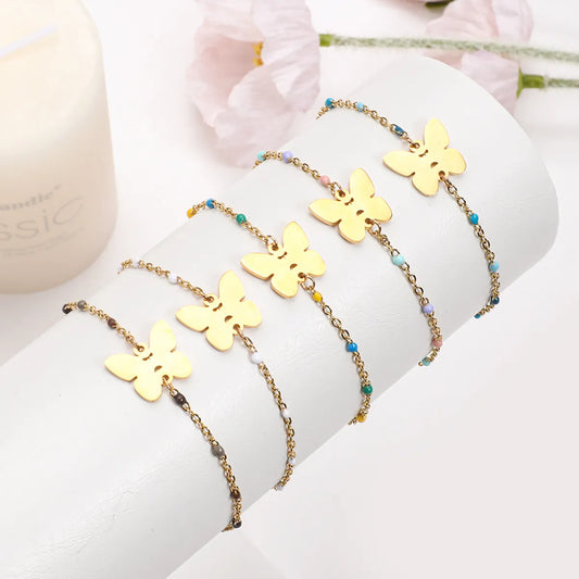 Stainless Steel Gold Plated Simple Style Classic Style Butterfly Plating Bracelets