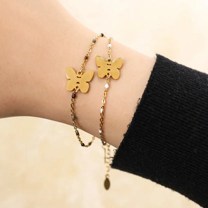 Stainless Steel Gold Plated Simple Style Classic Style Butterfly Plating Bracelets