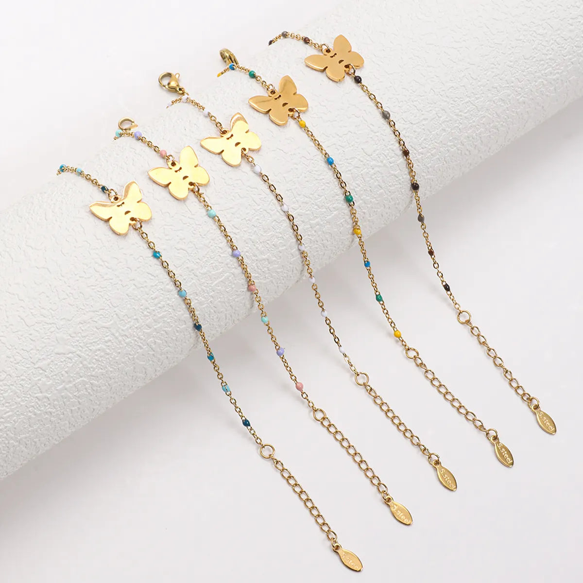 Stainless Steel Gold Plated Simple Style Classic Style Butterfly Plating Bracelets