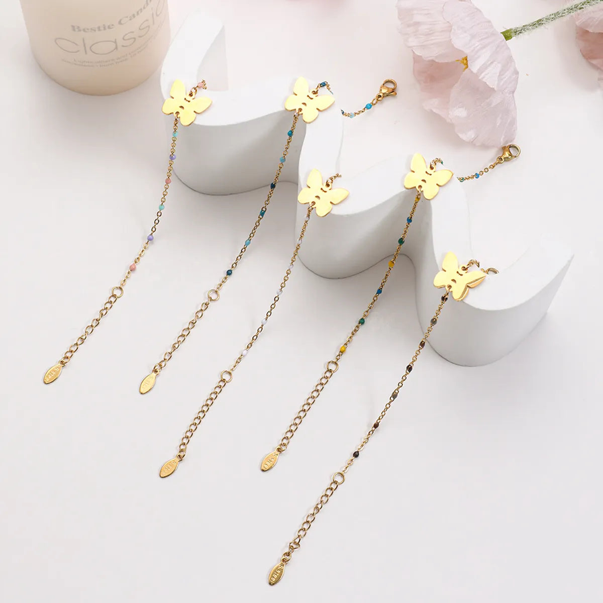 Stainless Steel Gold Plated Simple Style Classic Style Butterfly Plating Bracelets