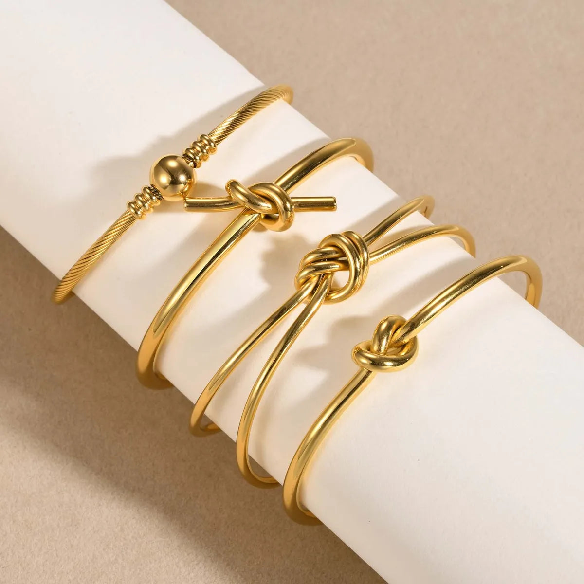 Stainless Steel Gold Plated Simple Style Classic Style Solid Color Plating Bangle