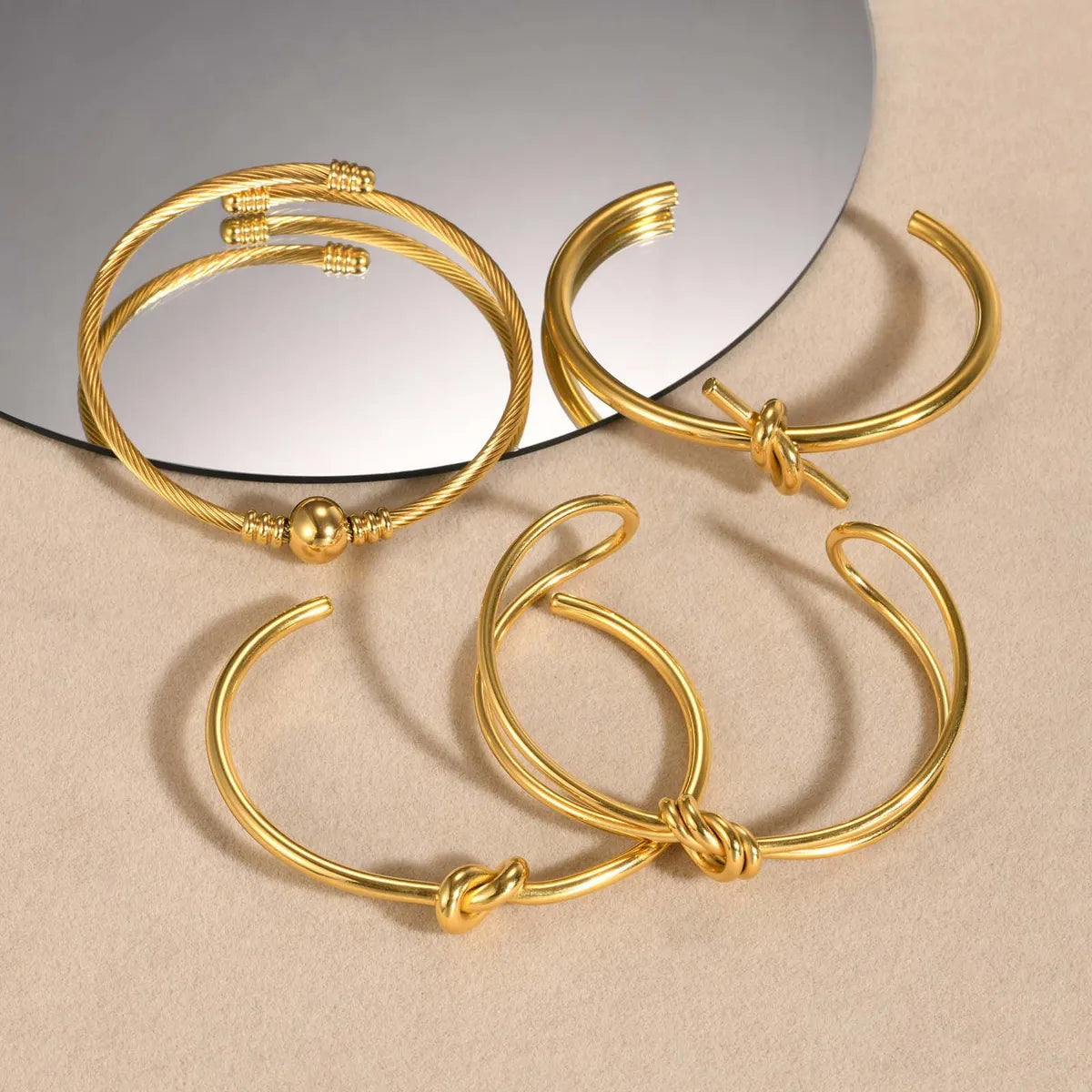 Stainless Steel Gold Plated Simple Style Classic Style Solid Color Plating Bangle