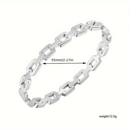 Simple Style Geometric 201 Stainless Steel Gold Plated Rhinestones Bangle In Bulk