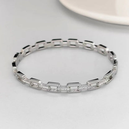 Simple Style Geometric 201 Stainless Steel Gold Plated Rhinestones Bangle In Bulk