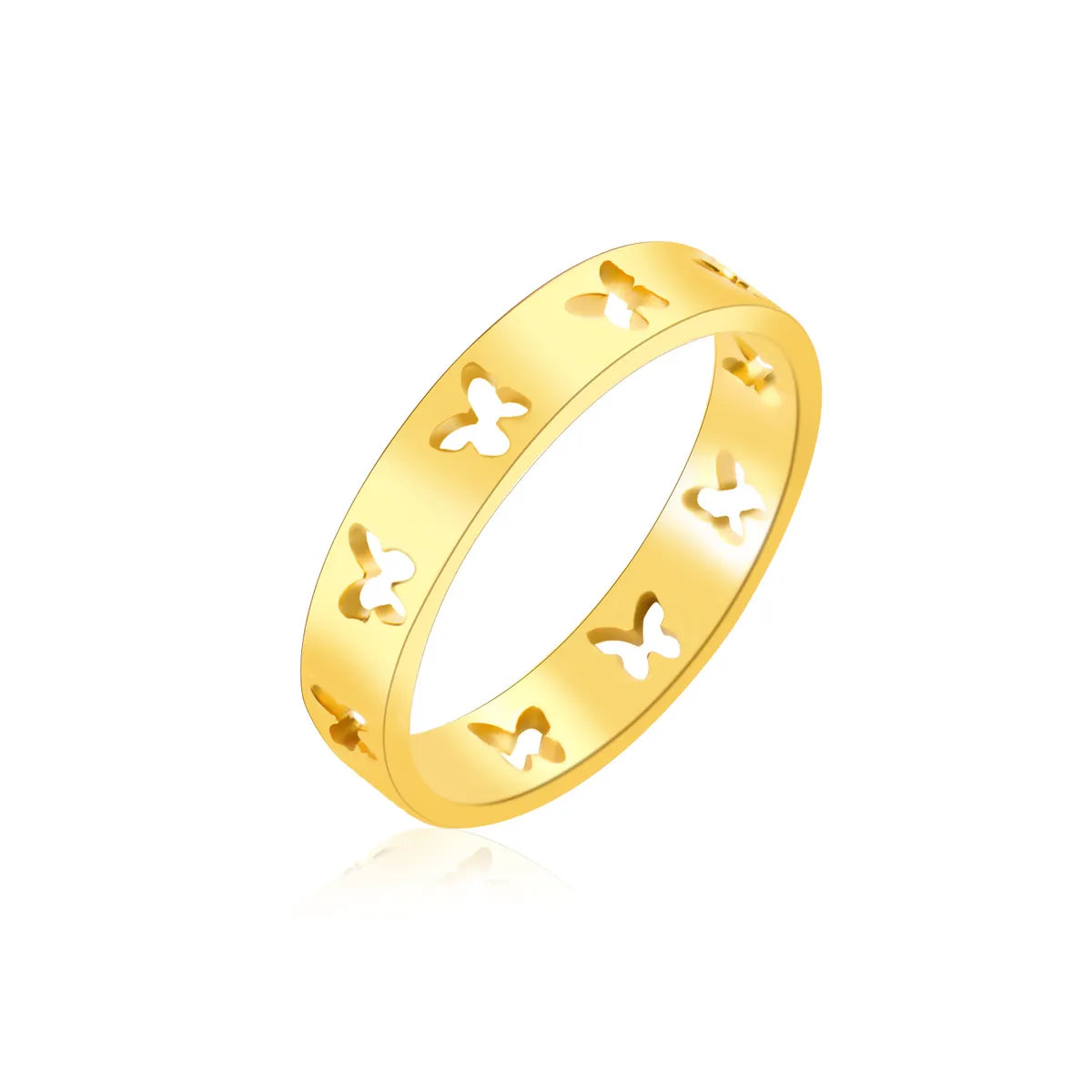 Stainless Steel Gold Plated Simple Style Solid Color Plating Rings