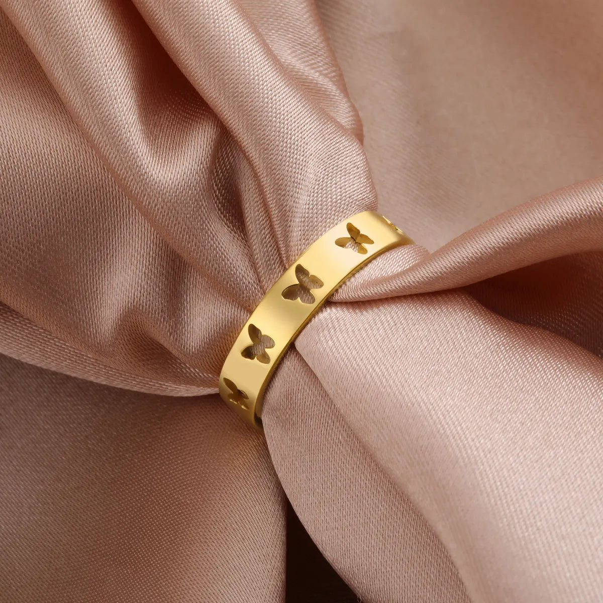 Stainless Steel Gold Plated Simple Style Solid Color Plating Rings